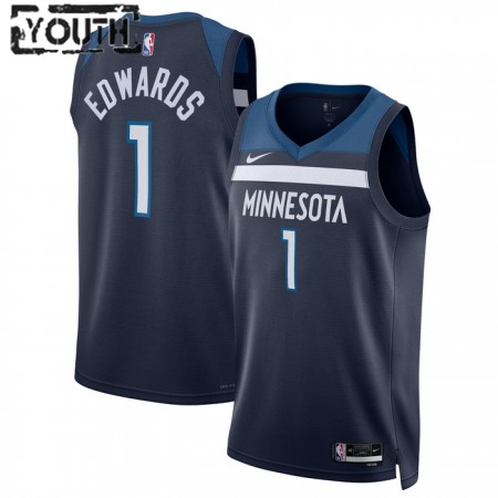Camiseta Niños NBA Minnesota Timberwolves Anthony Edwards 1 2022-23 Nike Icon Edition Navy Swingman